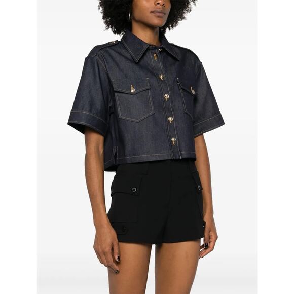 NWT Sandro Dark Denim Cropped Short Sleeve Jacket Medium (2) - Picture 1 of 4